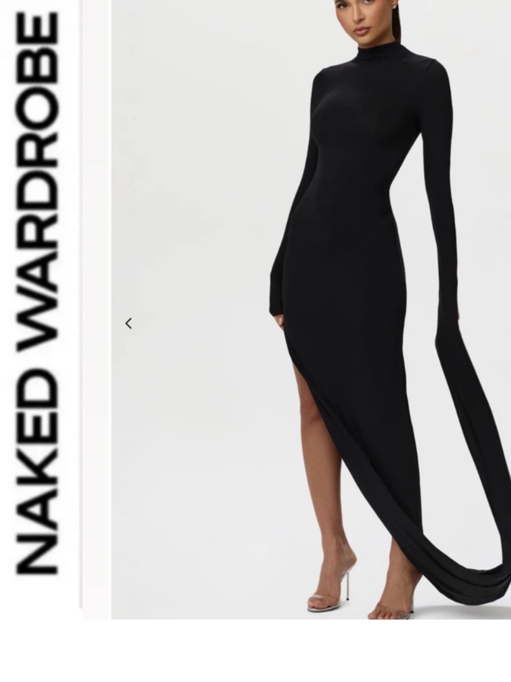 Naked Wardrobe🖤 Black Long Sleeve High-Neck Maxi Dress